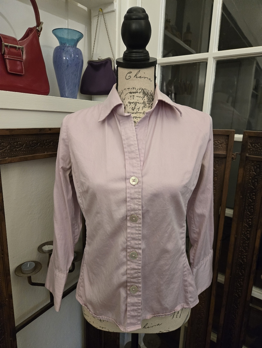 3 for $20: Vintage Banana Republic Mauve Stretch Blouse, Sz S